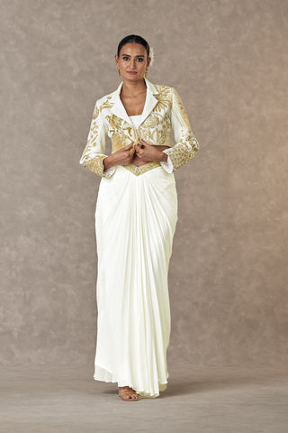 House Of Masaba-Ivory Son-Chidiya Cropped Blazer And Skirt Set-INDIASPOPUP.COM