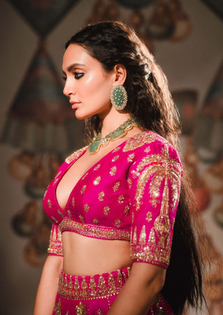 Rose Falooda Pink Lehenga Set by House Of Masaba available on Indiaspopup.com