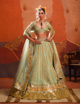 Kashni Sage Green Lehenga Set by House Of Masaba available on Indiaspopup.com
