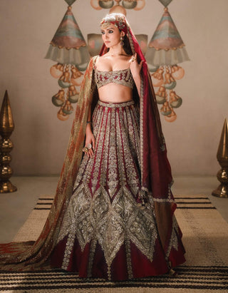 Kokum Sherbet Wine Lehenga Set by House Of Masaba available on Indiaspopup.com