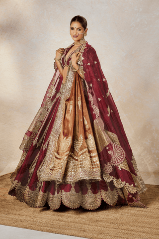 Gajar halwa wine lehenga set