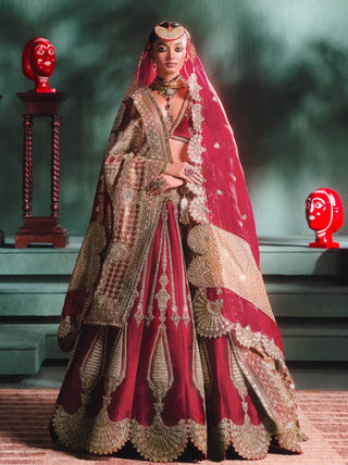 Gajar Halwa Wine Lehenga Set by House Of Masaba available on Indiaspopup.com