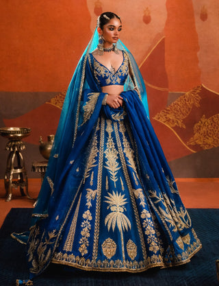 Blue Neel Bahar Lehenga Set by House Of Masaba available on Indiaspopup.com
