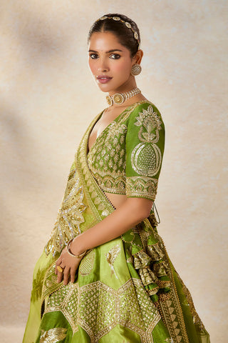 Green jaljeera lehenga set