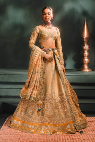 Gold Kesar Varak Lehenga Set by House Of Masaba available on Indiaspopup.com