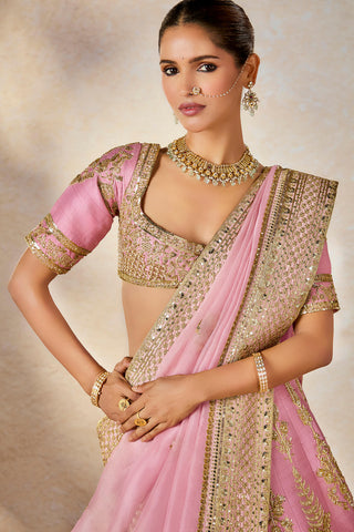Onion pink gulab barfi lehenga set