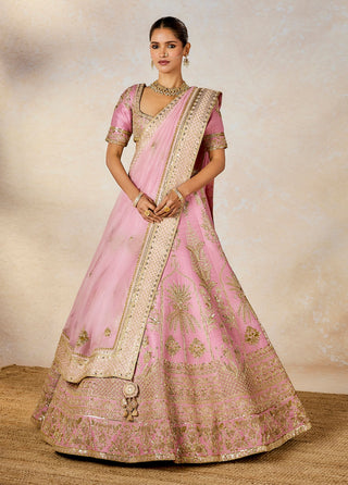 Onion pink gulab barfi lehenga set