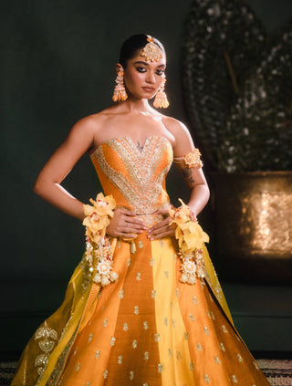 Ochre Son Patissa Lehenga Set by House Of Masaba available on Indiaspopup.com