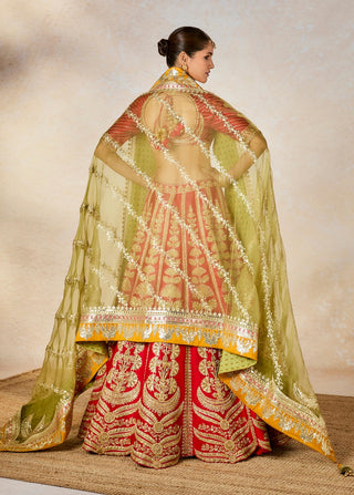 Red Badami Halwa Lehenga Set by House Of Masaba available on Indiaspopup
