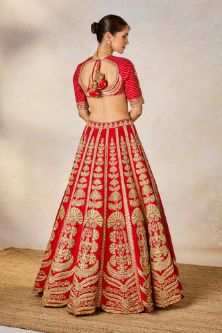 Red Badami Halwa Lehenga Set by House Of Masaba available on Indiaspopup