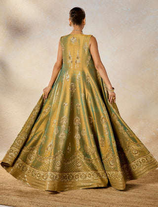Multicolor Kesar Varak Long Jacket Lehenga Set by House Of Masaba available on Indiaspopup