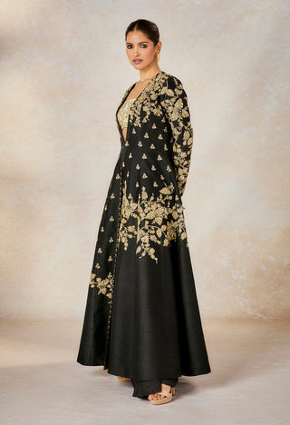 Black Raat Rani Jacket And Skirt Set by House Of Masaba available on Indiaspopup