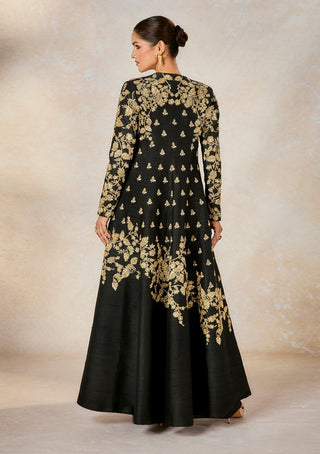 Black Raat Rani Jacket And Skirt Set by House Of Masaba available on Indiaspopup