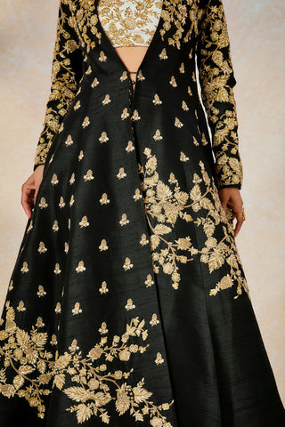 Black Raat Rani Jacket And Skirt Set by House Of Masaba available on Indiaspopup