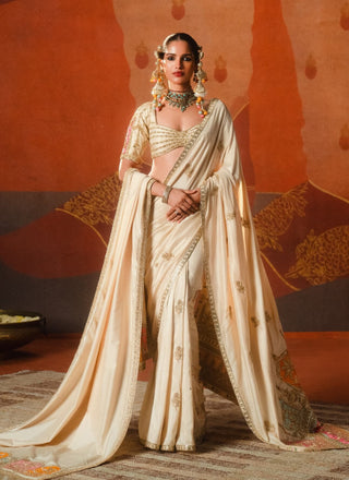 Almond Bombat Barfi Sari And Unstitched Blouse by House Of Masaba available on Indiaspopup.com