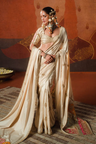 Almond Bombat Barfi Sari And Unstitched Blouse by House Of Masaba available on Indiaspopup.com