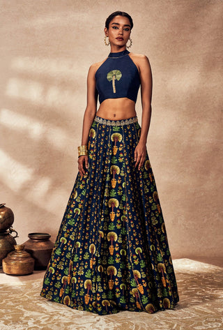 Blue Nomadic Tribe Lehenga And Blouse by House Of Masaba, available on Indiaspopup.com