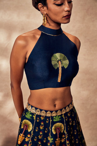 Blue Nomadic Tribe Lehenga And Blouse by House Of Masaba, available on Indiaspopup.com