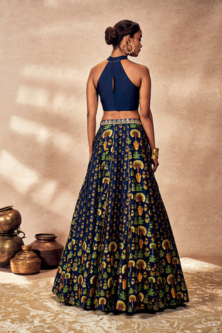 Blue Nomadic Tribe Lehenga And Blouse by House Of Masaba, available on Indiaspopup.com