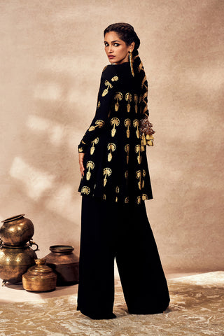Black Travelers Palm Tunic And Pants by House Of Masaba, available on Indiaspopup.com