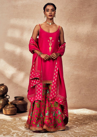 Pink Tropical Rhapsody Sharara Set by House Of Masaba, available on Indiaspopup.com