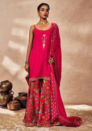 Pink Tropical Rhapsody Sharara Set by House Of Masaba, available on Indiaspopup.com