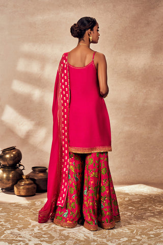 Pink Tropical Rhapsody Sharara Set by House Of Masaba, available on Indiaspopup.com