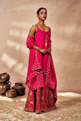 Pink Tropical Rhapsody Sharara Set by House Of Masaba, available on Indiaspopup.com