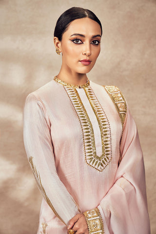 Baby Pink Whispering Lily Sharara Set by House Of Masaba, available on Indiaspopup.com