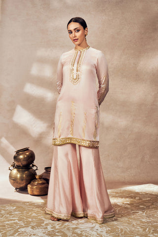 Baby Pink Whispering Lily Sharara Set by House Of Masaba, available on Indiaspopup.com
