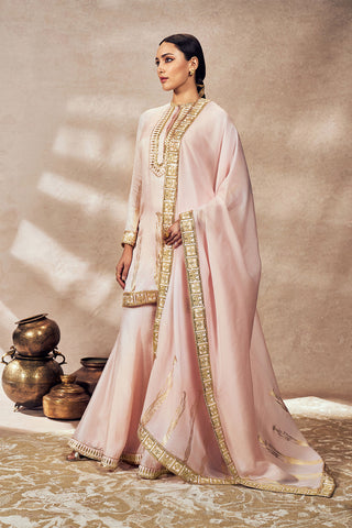 Baby Pink Whispering Lily Sharara Set by House Of Masaba, available on Indiaspopup.com