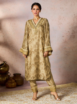 Beige Midnight Maze Tunic And Pants by House Of Masaba, available on Indiaspopup.com