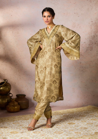 Beige Midnight Maze Tunic And Pants by House Of Masaba, available on Indiaspopup.com