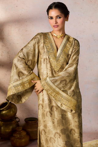 Beige Midnight Maze Tunic And Pants by House Of Masaba, available on Indiaspopup.com