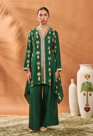 Green Traveller'S Palm Tunic And Pants by House Of Masaba available on Indiaspopup.com