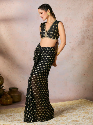 Black Palmscape Printed Skirt And Blouse by House Of Masaba, available on Indiaspopup.com