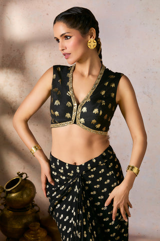 Black Palmscape Printed Skirt And Blouse by House Of Masaba, available on Indiaspopup.com