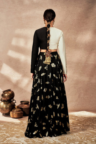 Black Potters Touch Skirt And Blouse by House Of Masaba, available on Indiaspopup.com