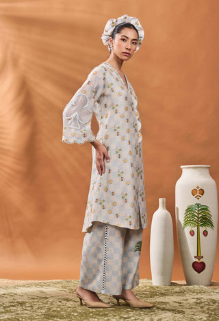Powder Blue Checkers Bloom Tunic And Pants by House Of Masaba available on Indiaspopup.com