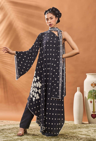 Black All Fours One Shoulder Tunic And Pants by House Of Masaba available on Indiaspopup.com