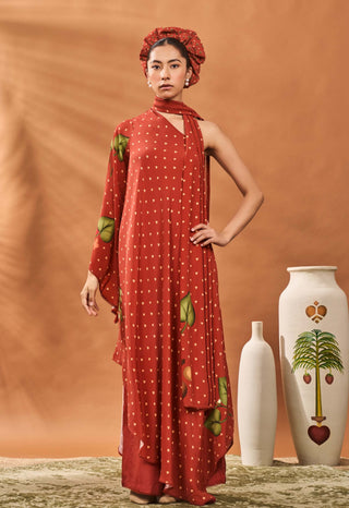 Red Meadow One Shoulder Tunic And Pants by House Of Masaba available on Indiaspopup.com