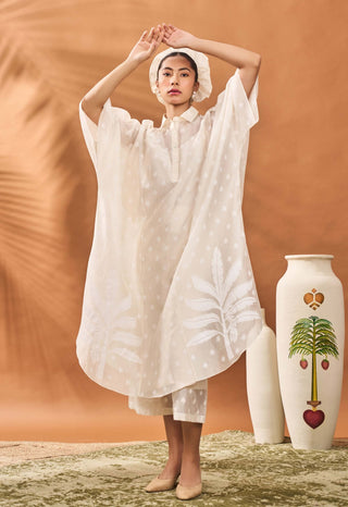 Chanderi Trellis Palm Kaftan Set by House Of Masaba available on Indiaspopup.com