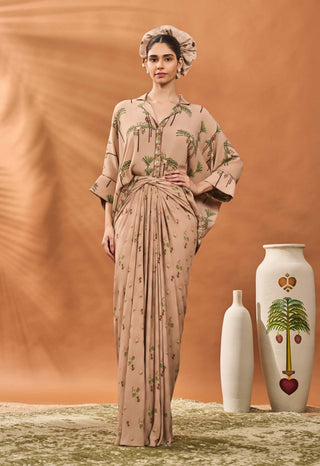 Beige Blooming Board Fusion Shirt And Skirt by House Of Masaba available on Indiaspopup.com