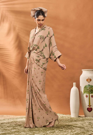 Beige Blooming Board Fusion Shirt And Skirt by House Of Masaba available on Indiaspopup.com