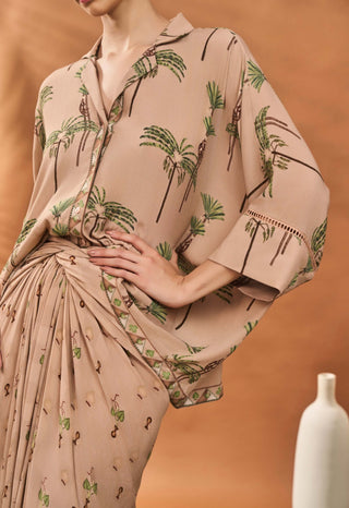 Beige Blooming Board Fusion Shirt And Skirt by House Of Masaba available on Indiaspopup.com
