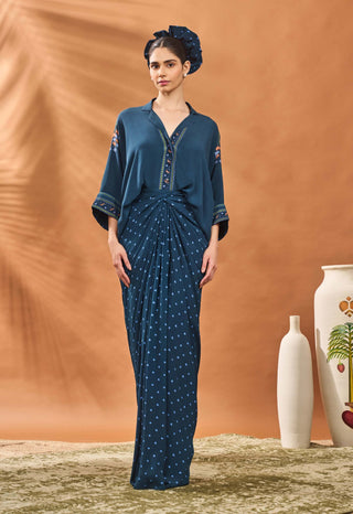 Navy All Fours Fusion Shirt And Skirt by House Of Masaba available on Indiaspopup.com
