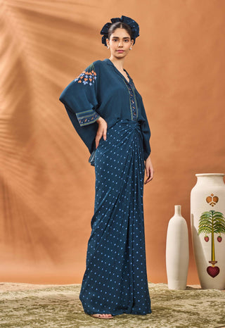 Navy All Fours Fusion Shirt And Skirt by House Of Masaba available on Indiaspopup.com