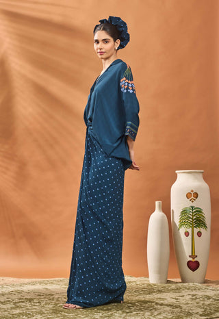 Navy All Fours Fusion Shirt And Skirt by House Of Masaba available on Indiaspopup.com