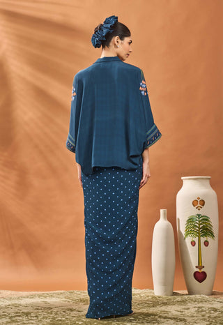 Navy All Fours Fusion Shirt And Skirt by House Of Masaba available on Indiaspopup.com
