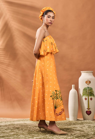 Yellow Spade Blossom Fusion Top And Skirt by House Of Masaba available on Indiaspopup.com